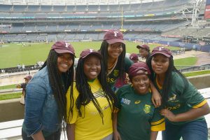 The 2017 cohort of South African students at Yankee Stadium. 