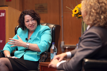 The Hon. Sonia M. Sotomayor explains that television shows and films about lawyers affect those within the legal system. Photo by Bruce Gilbert