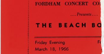 A ticket stub from the 1966 Beach Boys concert on the Rose Hill campus