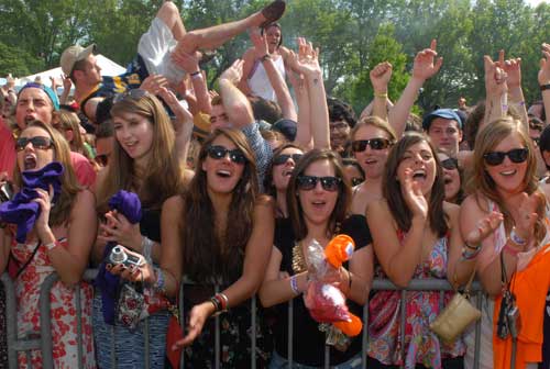 Students cheering a performance by MGMT at Spring Weekend Photo by Ken Levinson