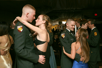 ROTC cadets join active military personnel on the dance floor at The Riverview in Hastings-on-Hudson, N.Y. Photo by Ben Asen