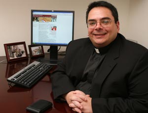  Claudio Burgaleta, S.J., assistant professor of theology, helped launch the website known as Isidoro that focuses on Hispanic pastoral ministry. Photo by Michael Dames