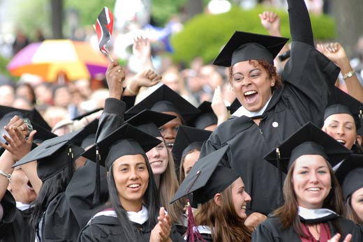 Fordham’s Class of 2007 celebrates in style at the Rose Hill campus. The University conferred nearly 5,000 bachelor’s, master’s and doctoral degrees.  Photo by Chris Taggart