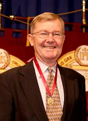 The late Walter F. O’Connor, Ph.D., at the University Convcation in March where he received a Bene Merenti Medal for his 20 years of service. Photo by Michael Dames