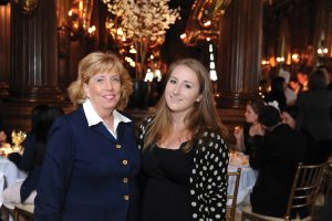Jane Bartnett, MC '76, with Christina Dowe at the 2015 Scholarship Donors and Recipients Reception. Dowe, a FCRH junior and daughter of Janet Dowe, WEC '86, is one of the two recipients of this year's Marymount Legacy Fund Endowed Scholarship. (Photo by Chris Taggart)