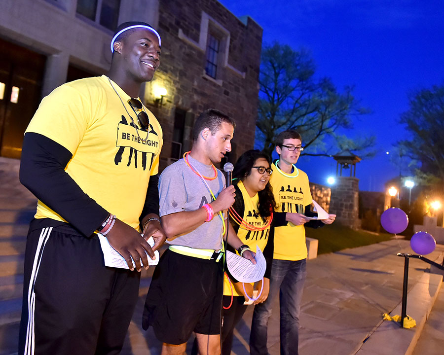 Undergraduate students kick off Take Back The Night at Rose Hill. Photo by Dana Maxson