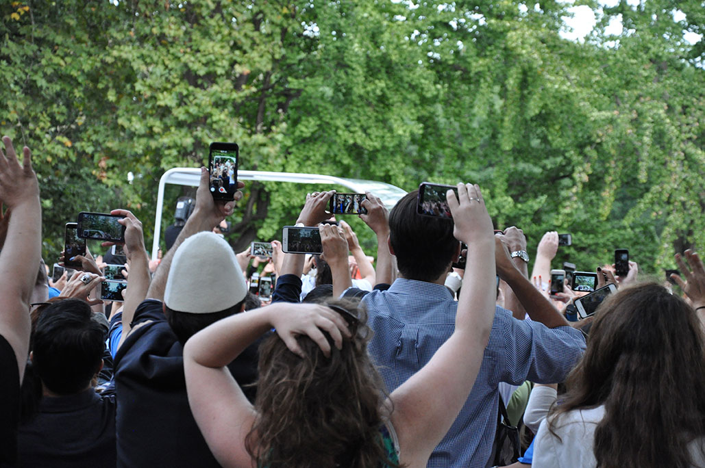 Pope Francis processes through Central Park on Sept. 25. Photo by Janet Sassi