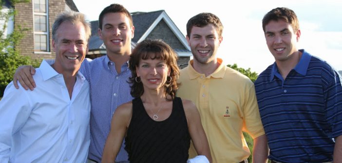 Dr. Adelaide Nardone and her husband, Tom Gleason, with their three sons.