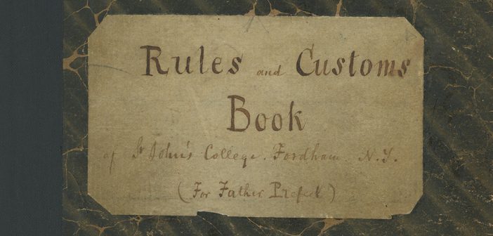 The cover of the Rules and Custom's Book (c. 1865)