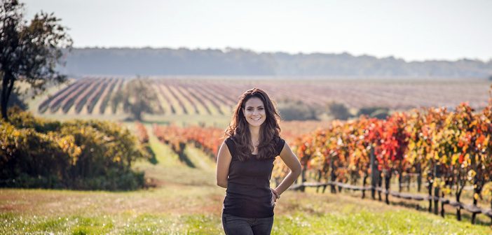 Fordham alumna and certified sommelier Gabriella Macari at Macari Vineyard, her family-run winery on the North Fork of Long Island.