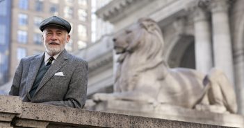 Novelist and Fordham alumnus Peter Quinn on the steps of the New York Public Library