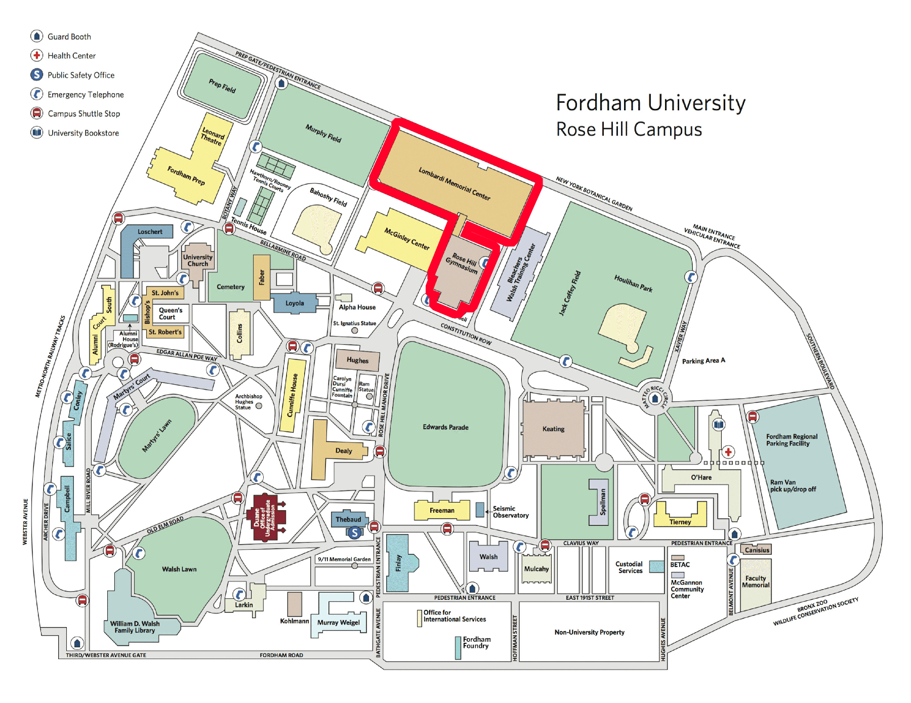 Severe Weather Map, Rose Hill Campus, for Gabelli Diploma Ceremonies