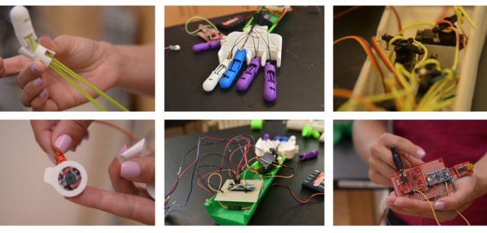 FCRH senior Marissa Vaccarelli uses 3D-printed prosthetic parts equipped with muscle sensors, pulse monitors, and temperature readers to improve the Engineering and Design lab's existing artificial limb models