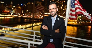 Justin LaCoursiere, president of Fordham's Young Alumni Committee, on Pier 81 prior to the Young Alumni Yacht Cruise, a three-hour dinner party and tour of New York Harbor that attracted approximately 300 guests.