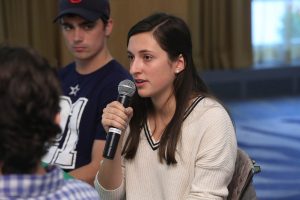 Monica Olveira, a Fordham College at Rose Hill senior, asked the ambassador about refugees