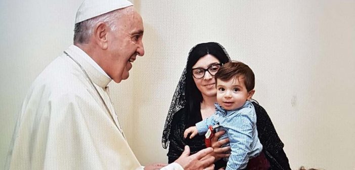 Pope Francis and baby