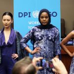 Models showcase sustainable fashions at the United Nations in New York on November 26, 2017.
