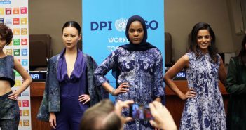 Models showcase sustainable fashions at the United Nations in New York on November 26, 2017.