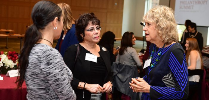 Attendees participate in a networking session at Fordham's inaugural Women's Philanthropy Summit on Nov. 6.