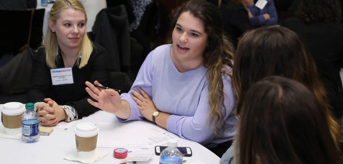 Women participate in table discussions about gender equality in advertising on Nov. 28 at Fordham's Lincoln Center campus.