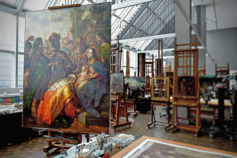 The Metropolitan Museum of Art’s conservation lab, where Met conservator Dorothy Mahon spent nearly 10 months preparing "The Adoration of the Magi" for the exhibition. (Photo by Dana Maxson)