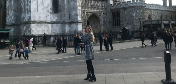 Veronika Kero in front of Westminster in London