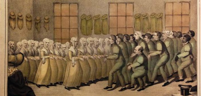 “Shakers, their mode of Worship” by D. W. Kellogg, Hartford, CT, circa 1835