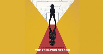The poster for Fordham Theatre's 2018 mainstage season, featuring a drawing of a woman looking out into the horizon.