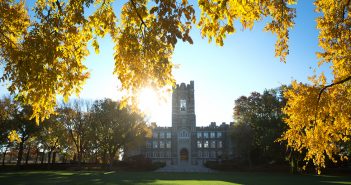 Keating Hall in the fall