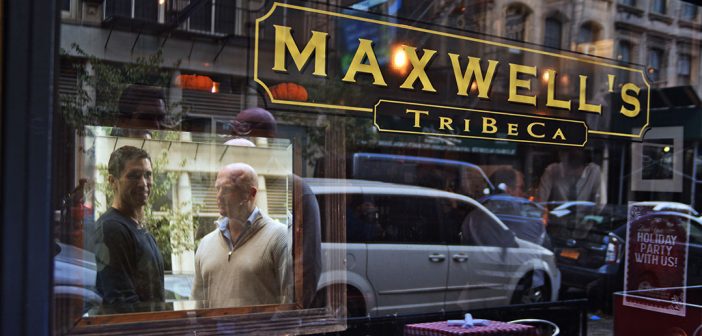 Maxwell's Tribeca Co-Owners Alex Tortolani, FCRH ’02, and Mike Casey, ’FCRH '96, stand in front of their restaurant.