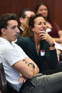 Audience members at Mark Conrad's November 2018 Fordham at the Forefront lecture on sports business