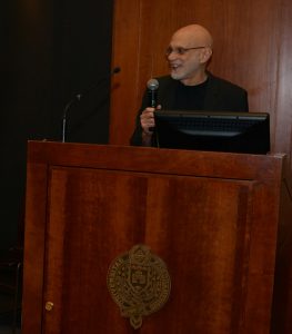 Mitchell Stephens speaking at a podium