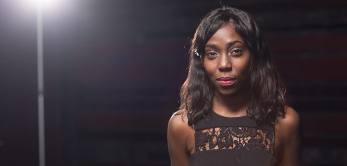 Actress and Fordham Theatre alumna MaYaa Boateng in the Veronica Lally Kehoe Studio Theatre at Fordham