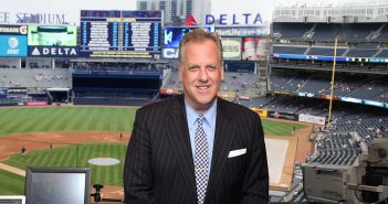 Michael Kay in the booth at Yankee Stadium