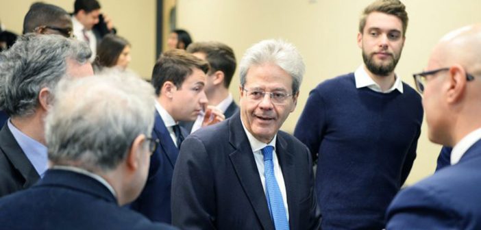 Former Italian Prime Minister Paulo Gentiloni,at the Gabelli School on Feb. 8