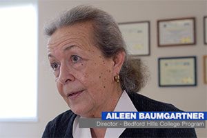 Aileen Baumgartner, director of the Bedford Hills College Program, shown in a still from a 2017 video about the program
