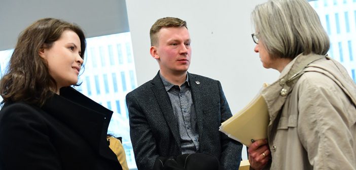 Andrey Shishkov (center) of the Post-Graduate School of the Moscow Patriarchate, with Vera Shevzov (right) of Smith College