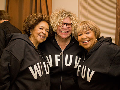 Houston with the late Yvonne Staples, left, and Mavis Staples