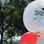 A white balloon with the word done on it