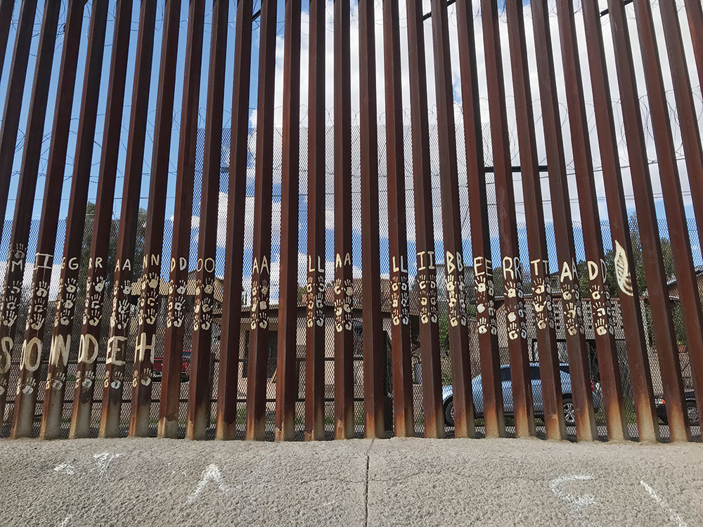 A section of the border wall that cuts through the city of Nogales, Arizona 