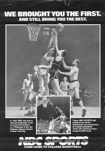 An NBC Sports ad from the mid-1980s referencing the 1940 Fordham-Pitt game.