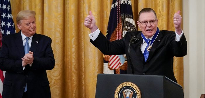 Retired General Jack Keane receives the Medal of Freedom from President Trump at the White House