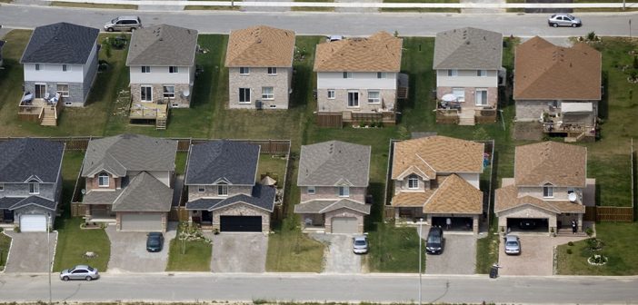 stock image of houses in a suburb