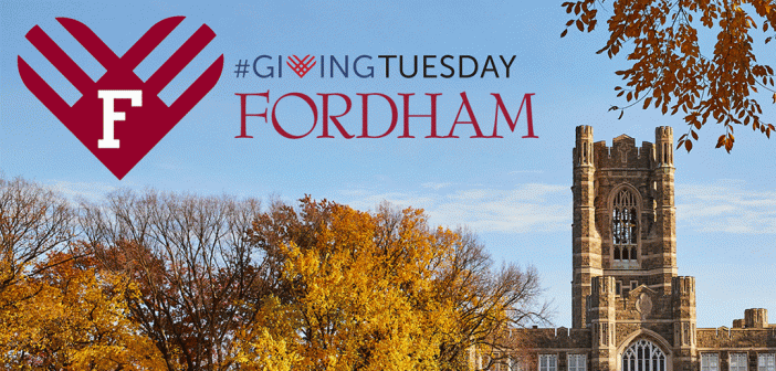 Keating in the fall with Giving Tuesday graphic