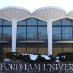 Fordham Westchester campus with Forham letters