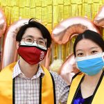 Students with yellow stoles at AAPI graduation celebration