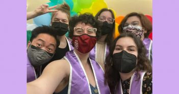 Students at an LGBTQ graduation celebration in spring 2021