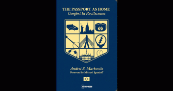 A blue book cover titled "The Passport as Home"