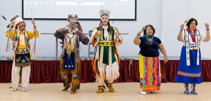 Five A native American dancers