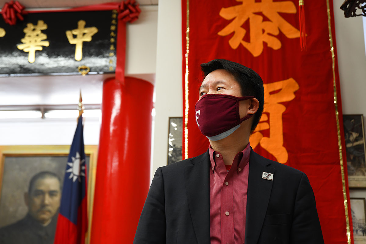 Edwin Wong, pictured at the Chinese Consolidated Benevolent Association in Manhattan, February 2022.